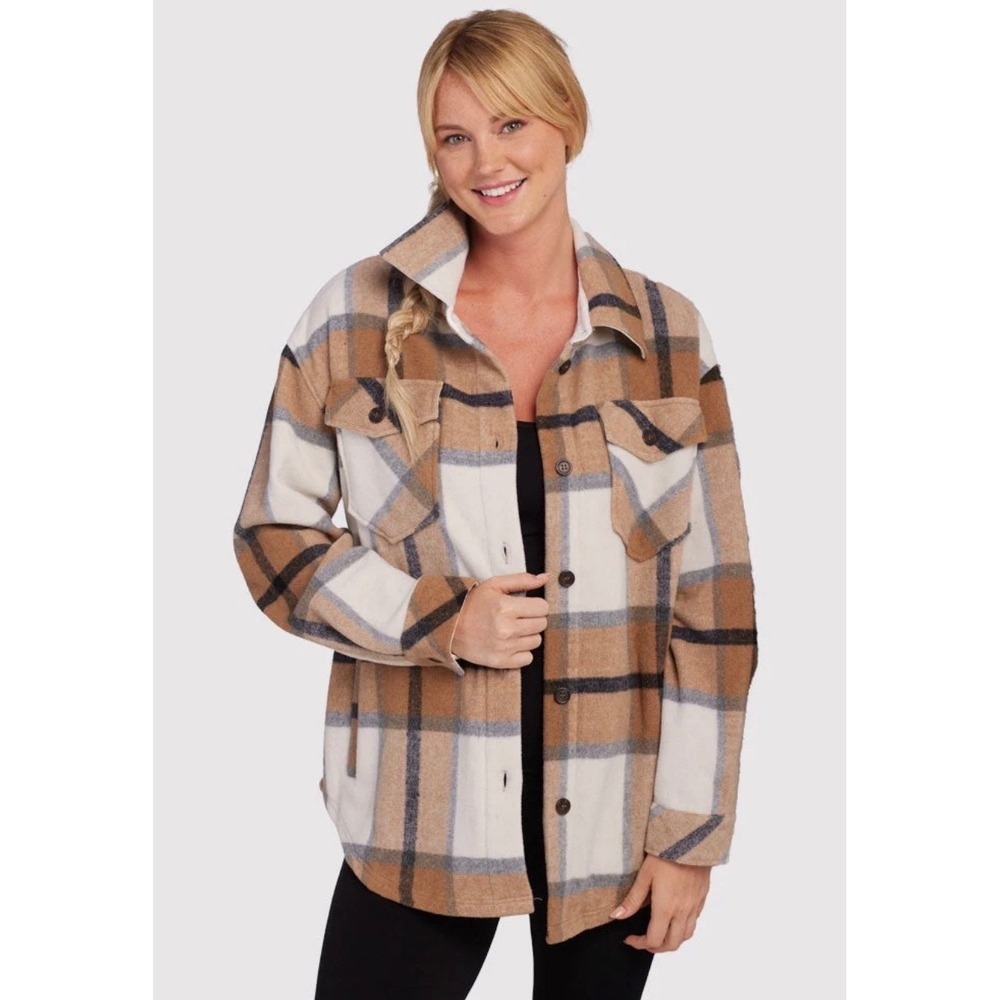Woolx Jacket Womens Medium Plaid Sawyer Merino Wool Shacket Thick Flannel Chore